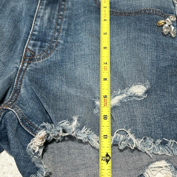 Express High Rise Shortie Womens Jeweled Distressed Frayed Shorts Size 2 - Picture 6 of 6
